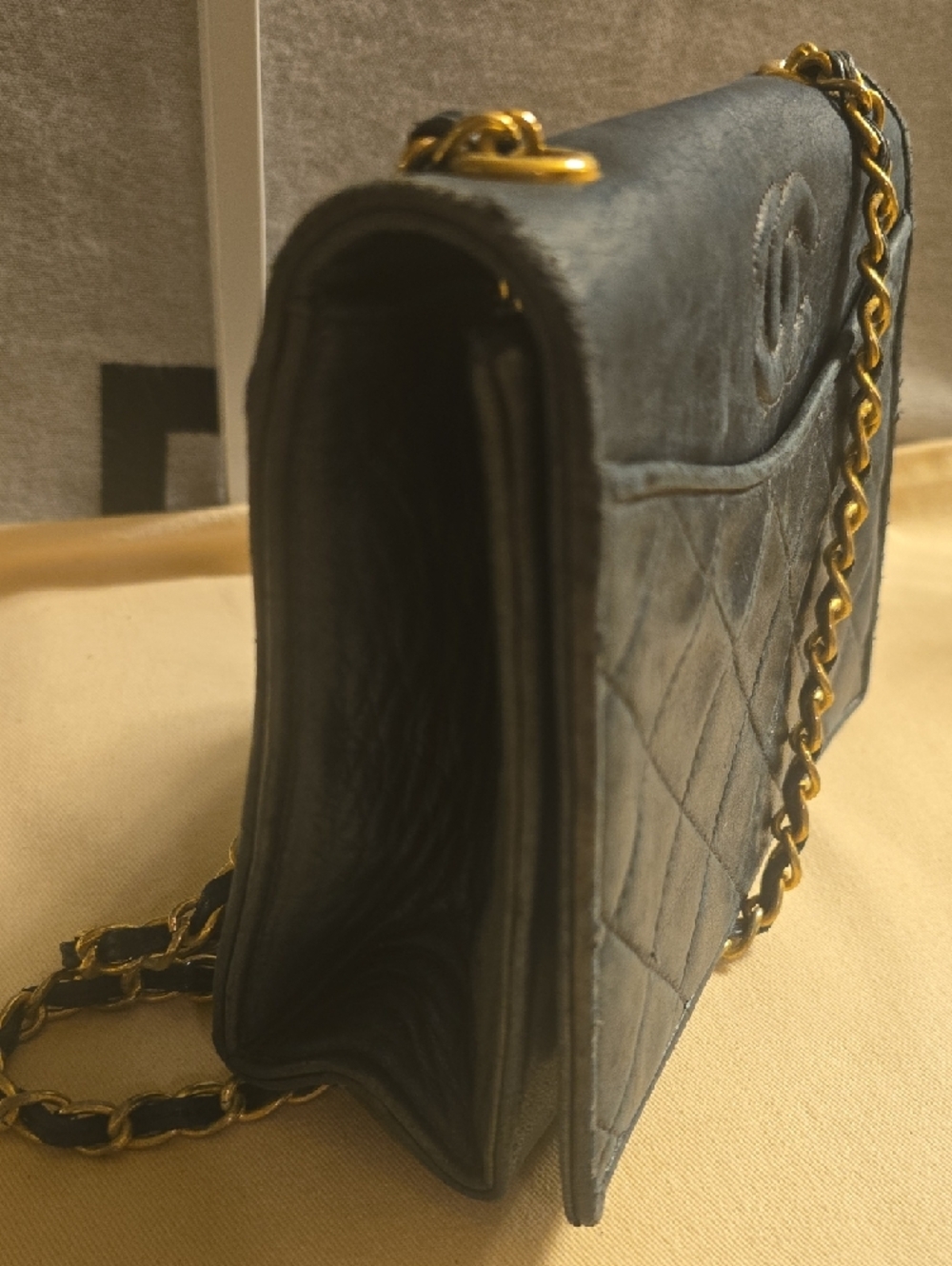 CHANEL Navy Blue Quilted Lambskin Shoulder Bag - Picture 6 of 15